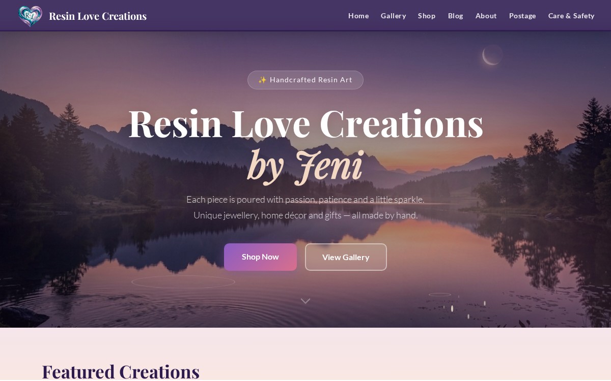 Screenshot of Resin Love Creations
